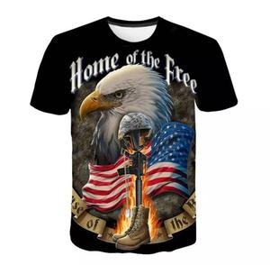 Camiseta de algodón con estampado de águila personalizada para hombre, camisa de manga corta de gran tamaño, 160gsm, 100% - Product Image 1