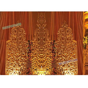 Cadres d'arrière-plan sculpté doré pour mariage musulman, panneaux d'arrière-plan pour décoration de scène de mariage indien, décoratifs de mariage asiatique - Product Image 1