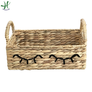 Set 2 Mixed Water Hyacinth Seagrass Tapered <b>Storage</b> <b>Baskets</b> Natural Wicker Bamboo Fabric Cloth Metal Clothing <b>Storage</b> <b>Bathrooms</b> - Product Image 5