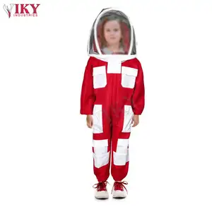 Kids Beekeeping Suits Bee Kids Full Body Ventilated Beekeeping Suits Red White Cotton Beekeeper Suit with Self Supporting