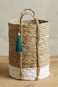 Rectangular Seagrass <b>Basket</b> with Wood <b>Handles</b> Woven Storage Tray for Living Room Kitchen Shelf Decor from Vietnam - Product Image 6