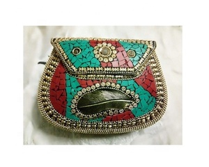 Calidad asegurada Diseñador hecho a mano Noche Metal Mosaico Embrague Cum Sling Bag | Bolso de mano de mosaico de metal para mujer de ARTESANÍA DE LUJO - Product Image 3