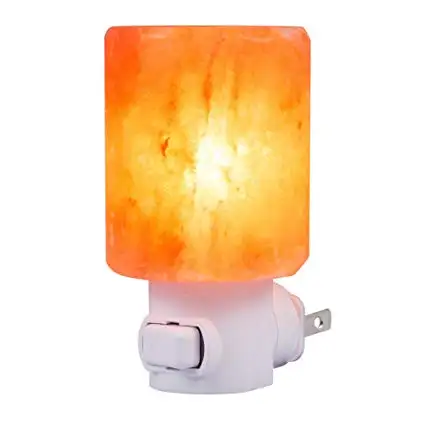 Himalayan Square Salt Lamp Night Light, Crystal Pink Salt Rock Lamp Hand Carved Salt Lamps Wall Light with Wall Plug,