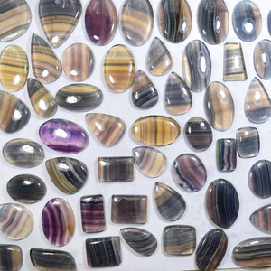 Cabujón de fluorita natural suelta, con bandas moradas y verdes, piedra preciosa curativa al por mayor. Piedras preciosas de origen ético de Jaipur. - Product Image 1