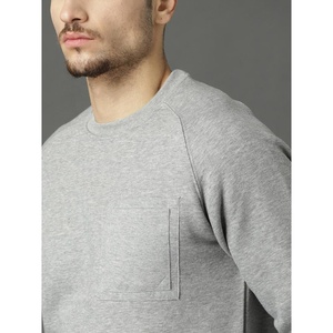 Sudadera gris sólida para hombre Super Quality 100% Cotton Fleece O-Neck Plain Dyed - Product Image 3
