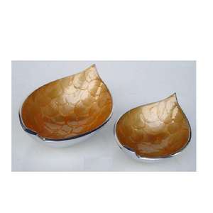 Cast Aluminium <b>Enamel</b> Bowl With Food Safe Finger Painting in Amber Colour Serving Bowl Metal <b>Enamel</b> Bowls and <b>Plates</b> - Product Image 2