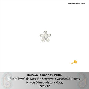 Yellow Gold <b>Diamond</b> Nose Pin Screw Elegant <b>Diamond</b> <b>Jewelry</b> - Product Image 6