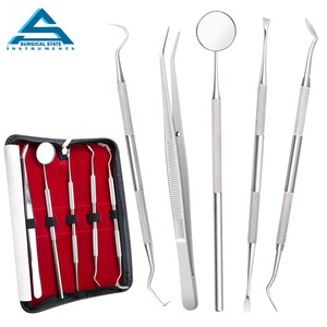 Kit de examen dental Pinzas de higiene básica Herramientas de espejo Explorer Limpieza Kit dental de acero inoxidable - Product Image 6