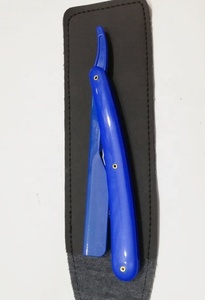 Maquinilla de afeitar de barbero de borde recto azul al por mayor con mango de plástico hoja única de acero inoxidable para afeitado facial y corporal - Product Image 4