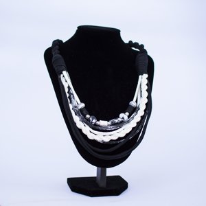 Écharpe en tissu noir et blanc - collier recyclé Collection artisanale unique - Product Image 1