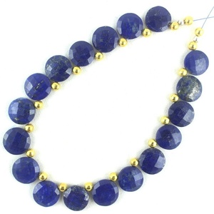 Belle pierre précieuse Lapis Lazuli naturelle bleue de qualité AAA perles Briolette en forme de pièce de monnaie à facettes pour les collections de bijoux faits à la main - Product Image 1