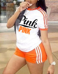 Conjunto de camisetas y pantalones cortos de 2 piezas para mujer, chándal con logotipo personalizado, conjunto de Top de talla grande para mujer, chándal, sudadera de dos piezas - Product Image 6