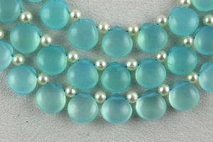 สร้อยคอลูกปัดพลอยคาลซิโดนีธรรมชาติจี้รูปหัวใจเรียบ - Product Image 4