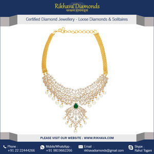 Collier en diamant pour femmes, chaîne en or jaune, dimension 14kt - Product Image 3