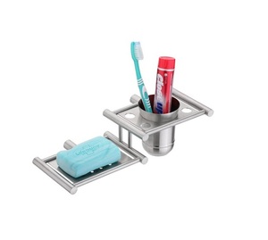 ที่วางจานสบู่ทำจากสเตนเลสสตีลทำมือพร้อมทัมเบลอร์งานครัว - Product Image 1