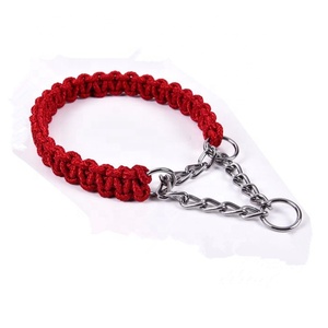 编织Paracord狗项圈皮带套装，时尚狗项圈和带不锈钢链的铅套装 - Product Image 4