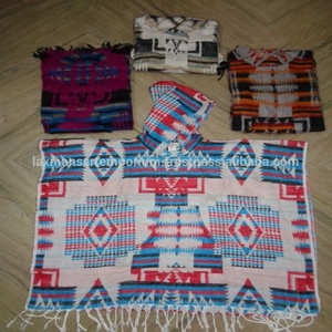 Multi Colours Acrylic Woollen Tibetan Designs Printed Winter Ponchos/<b>Hoodies</b> Wholesale Supplier From India - Product Image 2