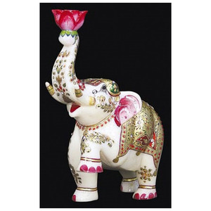 Figurines d'éléphants uniques en marbre pour la décoration de la maison - Product Image 1