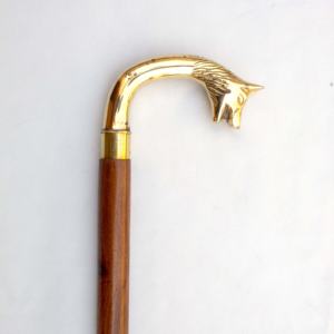 Alliage de laiton loup chien poignée canne en bois bâton de marche à la main Antique Imitation mère fête des pères cadeau - Product Image 2