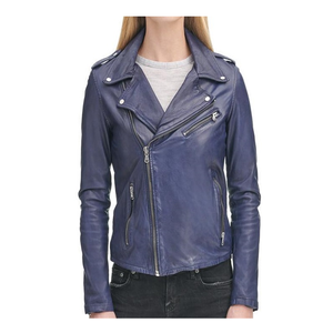 Chaqueta de moto de cuero de piel de oveja para mujer de Otoño de talla grande con cremallera prendas de vestir exteriores acabadas nueva moda al por mayor Tops abrigo - Product Image 1