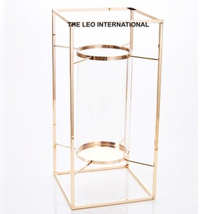 Portavelas geométrico Metal Acero inoxidable Cristal Acabado dorado Estilo árabe Alta calidad Hogar Jardín Iluminación Decoraciones - Product Image 1