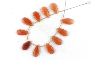 Cuentas de Briolette en forma de pera, piedra Natural de jaspe de Coral de manzana, tamaño de 1 hilo, facetadas, fabricación india - Product Image 5