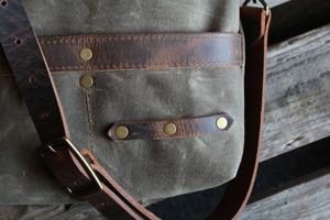 Leather Cross Body Messenger <b>Waxed</b> <b>Canvas</b> Laptop Bag for Men & Women IB-0083 - Product Image 4
