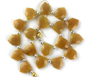 Cuentas de Briolette facetadas para fabricación de joyas, 1 hebra, GEMA de Aventurina amarilla Natural - Product Image 1