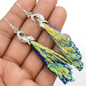 Amazing 925 Sterling Silver <b>Earrings</b> Rainbow Aura Kyanite Gemstone Dangle <b>Earrings</b> Jewelry For <b>Beautiful</b> Women ODM OEM Supplier - Product Image 1