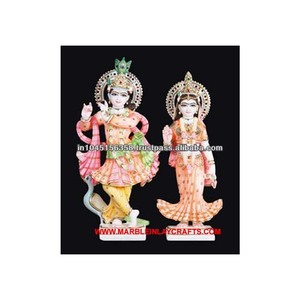 Unique Colored Marble Radha Krishna Statue - Product Image 1