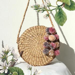 Bandoleras redondas de jacinto de agua para mujer, bolsos de diseñador hechos a mano, Vintage - Product Image 1