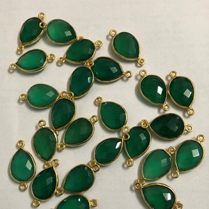 10mm 12mm 14mm Vert Onyx Gemstone Poire Or Lunette Connecteur pour la Fabrication de Bijoux au Prix d'Usine de Gros du Fournisseur en Ligne - Product Image 1