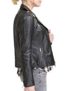 Ladies Autumn Coat Black Motorcycle Leather Jacket Zipper Plus Size Womens New Fashion Tops Outerwear Wholesale - Product Image 5