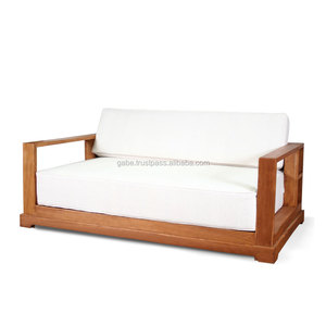 Canapé profond fait à la main en bois de teck massif de conception tropicale pour meubles de salon à la maison - Product Image 2