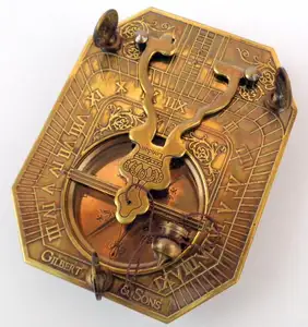 ヴィンテージ真鍮日時計アンティークギルバート & サンズロンドン指向性振り子コンパス黄金色