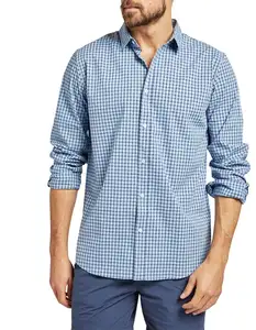 Bangladesh Factory Direct 100% Cotton Plaid <b>Shirt</b> for <b>Men</b> <b>Long</b> <b>Sleeve</b> Casual Breathable Poplin Fabric Wholesale Custom Designs - Product Image 1