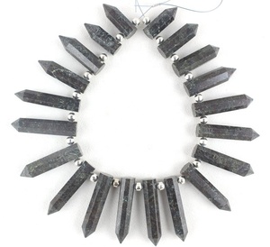 Kambaba Jasper พลอยธรรมชาติที่สวยงาม1เส้นลูกปัด Briolette ทรงดินสอเหลี่ยมเพชรพลอยสำหรับทำเครื่องประดับลูกปัดหลวม - Product Image 2