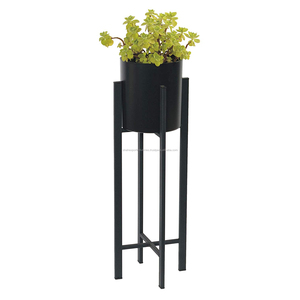 Grands jardinières à fleurs en métal galvanisé noir avec support pour jardin, patio, porche et balcon Jardinières à fleurs décoratives - Product Image 1
