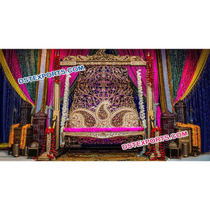 Balançoire de mariage indienne balançoire de mariage dorée scène de mariage Jhula ensemble USA vente en gros Mehendi configuration de scène Australie prix d'usine vente - Product Image 1