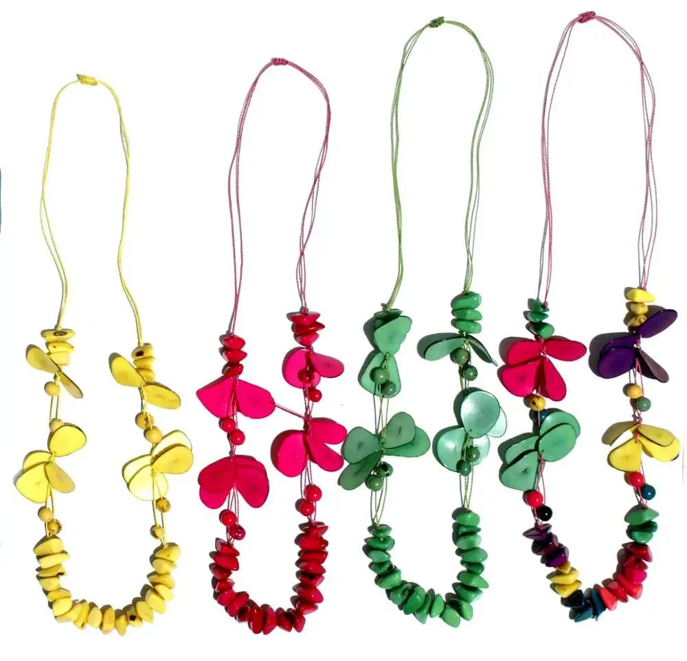 Tagua colliers couleur noix perles naturelles ivoire végétal sculpté à la main bijoux en perles en gros