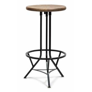 Prix d'usine, tabouret en fer et bois industriel, tabouret de bar moderne rustique avec siège en bois massif pour cuisine, café, restaurant, maison, hôtel - Product Image 2