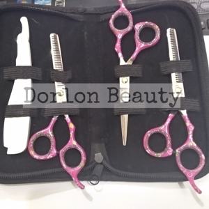 Top haute qualité Salon professionnel coupe de cheveux barbier amincissement ciseaux ensemble rasage rasoir étui personnalisé coiffure cisailles - Product Image 1