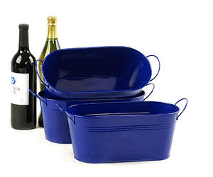 Bac à fleurs ovale galvanisé pour la décoration de la maison et du jardin Pot de rangement durable pour plantes - Product Image 3