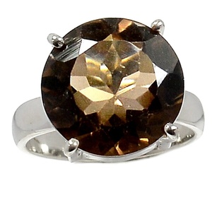 แหวนพลอยสโมคกี้โทแพซสีเงินธรรมชาติ เงินแท้ 925 ทรงกลม แหวนทำมือน่ารัก ราคาขายส่งจากผู้ผลิต - Product Image 1