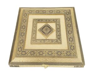 Acabado de cuero Artificial dorado, caja de Chocolate Rajwadi hecha a mano de madera/caja dulce - Product Image 1