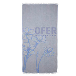 Flora-Jeté de serviette turc bleu 100% coton-Couverture de plage de pique-nique, couvre-lit, usage multiple. - Product Image 2