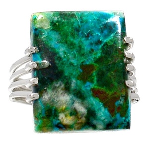 Anillo de declaración de Plata de Ley 925 hecho a mano, joyería de piedras preciosas de malaquita Natural para mujer para fiesta Ooodles - Product Image 1