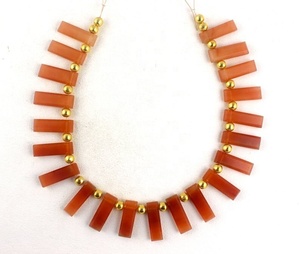 Piedra Natural de jaspe de Coral de manzana, cuentas de forma rectangular facetadas, Briolette hermoso, fabricación al por mayor, joyería artesanal - Product Image 6