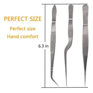 Pinzas de cocina de acero inoxidable, puntas dentadas, Juego de 3 piezas ecológico para chefs, profesionales médicos, pinzas duraderas, modelo NJ - Product Image 2