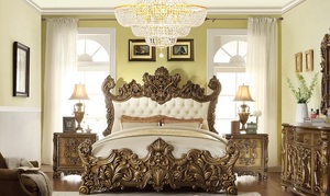 Ensemble de meubles de chambre à coucher en bois antique, lit king-size, ensemble de chambre à coucher en bois massif polonais en bois de rose, meubles sculptés à la main, fabricant - Product Image 4